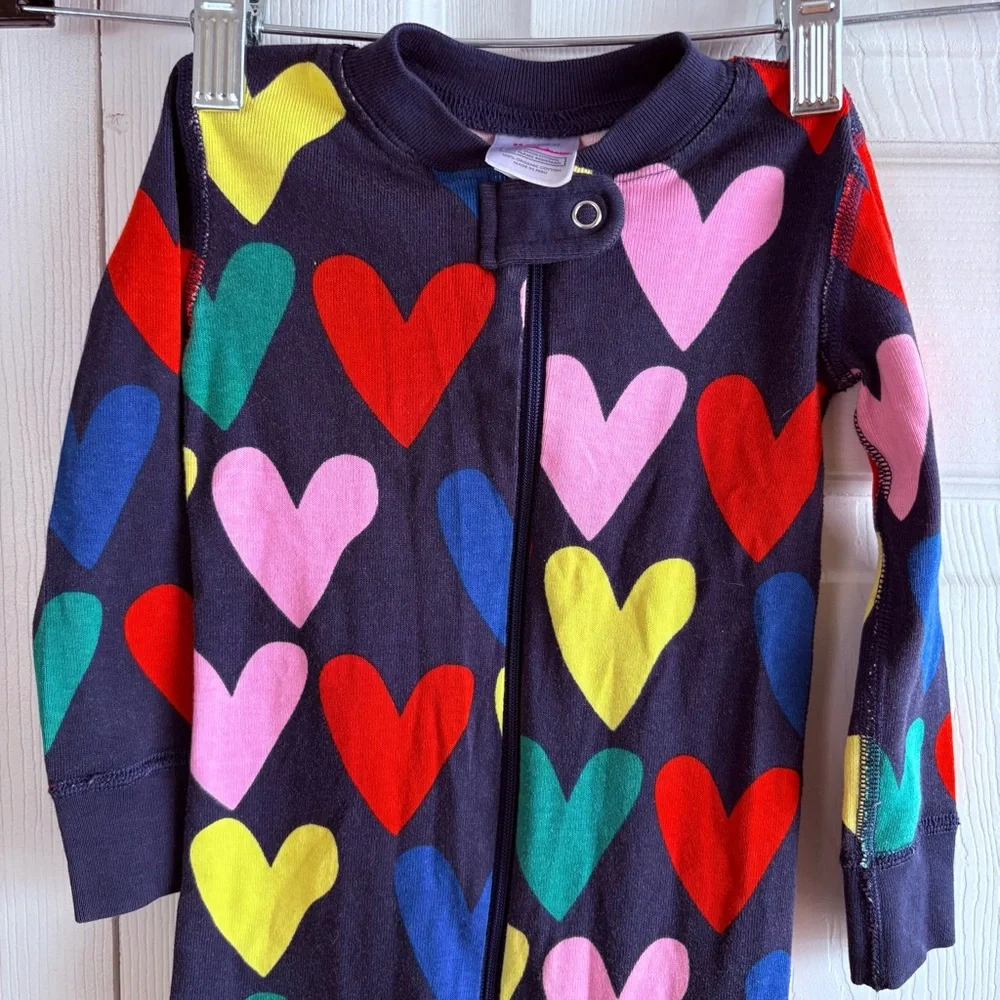 Hanna Andersson Baby Zip Sleeper One Piece Organic Cotton Dark Blue Heart 2T - Picture 3 of 5